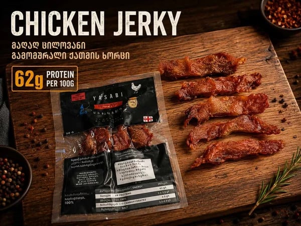 ქათმის გამომშრალი ხორცი — Beef Jerky